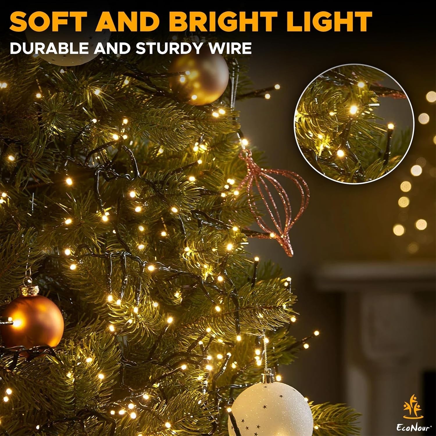 Warm White LED Cluster Christmas Tree Lights Indoor Outdoor w/ Timer String Set