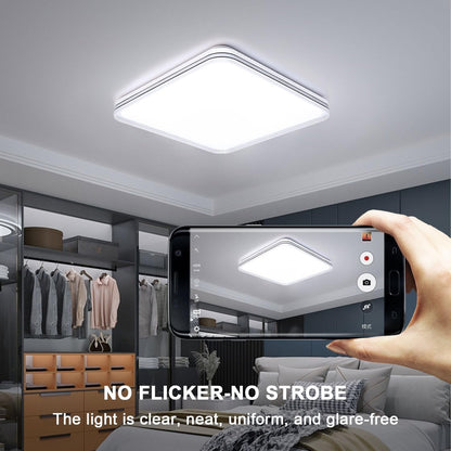 LED Ceiling Light Square Black Edge 6500K Cool White Flush Mount Modern