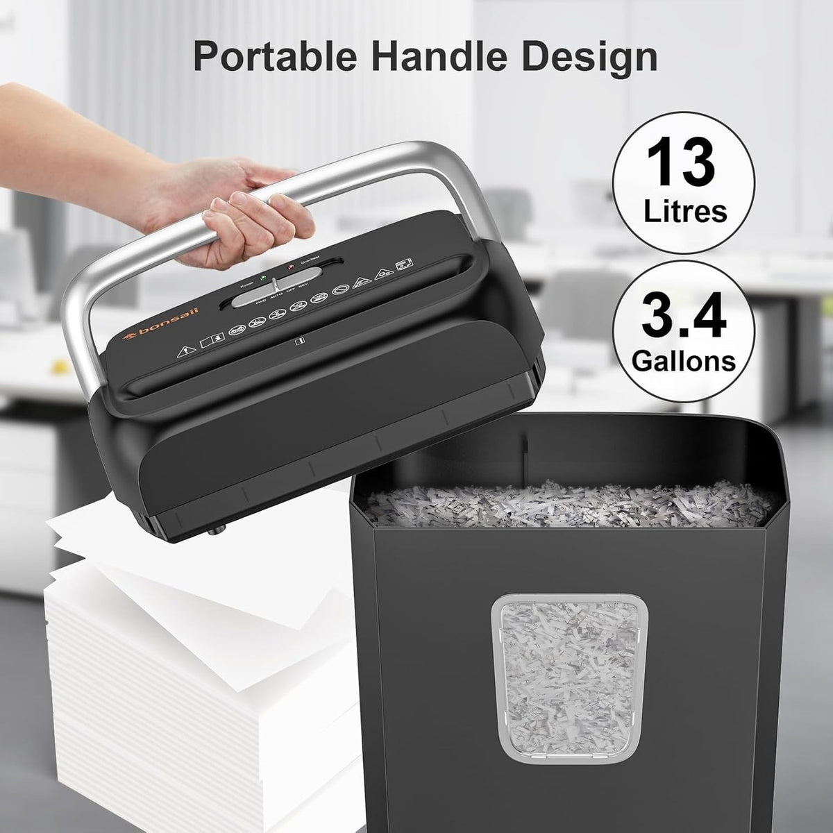 Paper Shredder Cross Cut Machine 6 Sheet P4 Security 13L Bin Credit Card Home