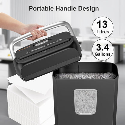 Paper Shredder Cross Cut Machine 6 Sheet P4 Security 13L Bin Credit Card Home