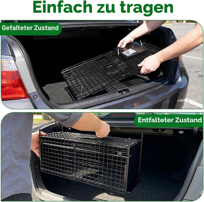 Humane Animal Trap Cage Double Door 84x33x 28 cm Metal Live Catch Rabbit Black