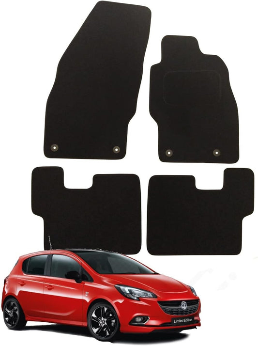 Car Floor Mats Set 4 Clips Fit Corsa E 2014-2019 Tailored Black Carpet