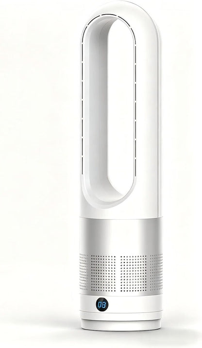 Bladeless Tower Fan 60cm Oscillating 8 Speed Remote LED Display 8H Timer