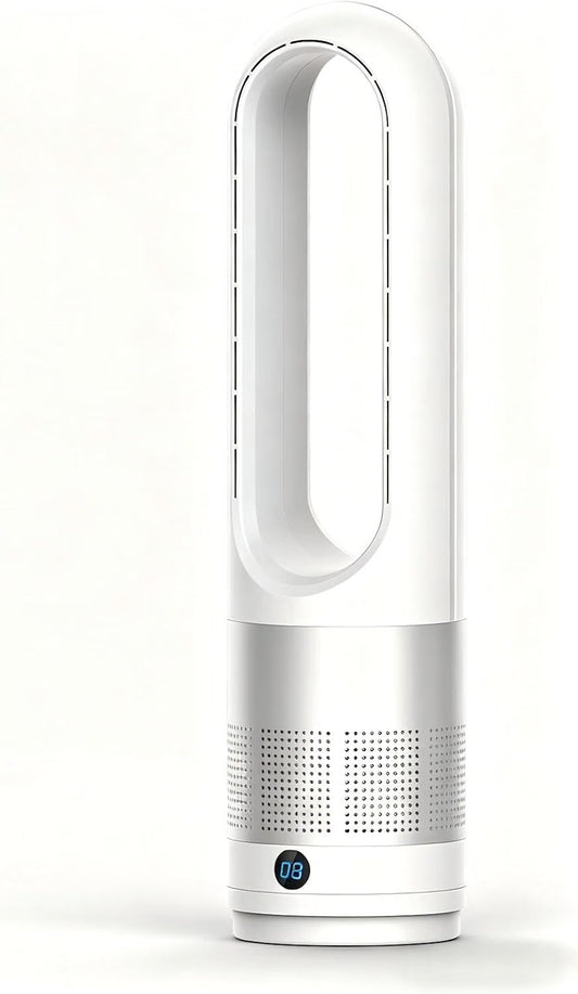 Bladeless Tower Fan 60cm Oscillating 8 Speed Remote LED Display 8H Timer