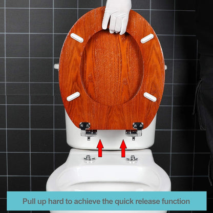 Wooden Toilet Seat Bathroom Soft Close Quick Release Antique Pine Easy Clean