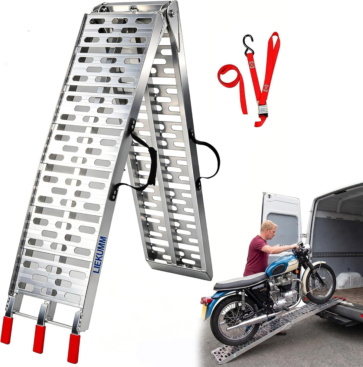Motorbike Loading Ramp Folding Aluminium 225.5cm 28cm 340kg Non Slip Single