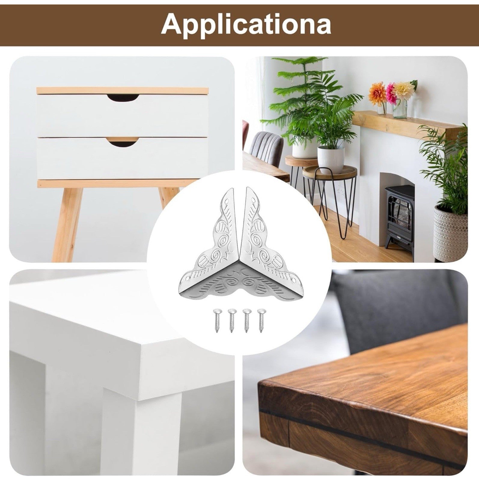 sourcing map 48 Pcs Metal Box Corner Protectors 1"x1" Corner Protectors