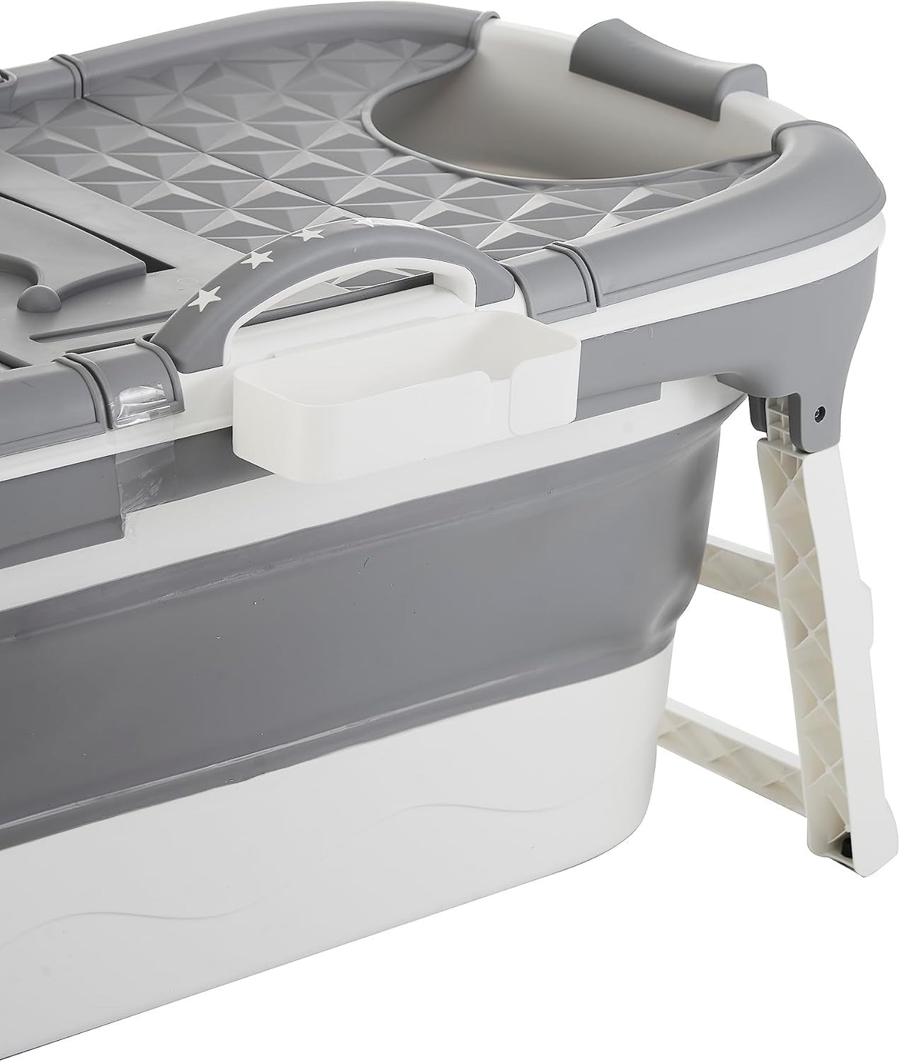 Folding Adult Bathtub 118cm Portable Soaking Ice Bath Tub for Home Outdoor Grey