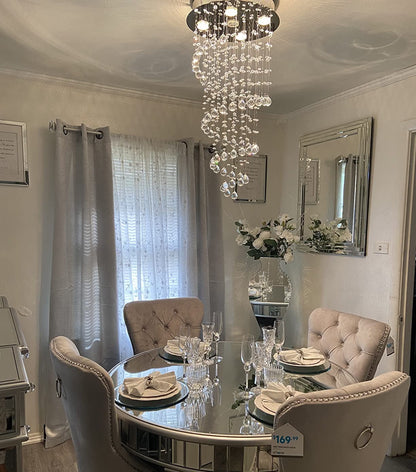 Crystal Chandelier Ceiling Light K9 Raindrop Spiral Chrome 40x80cm 5x GU10 Bulbs