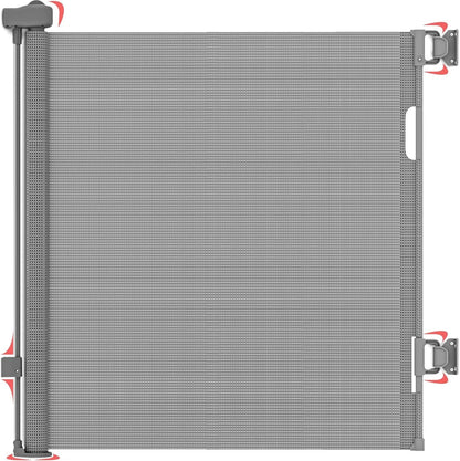 Retractable Baby Gate 140cm Grey Double Lock Stair Pet Dog Child Safety Barrier