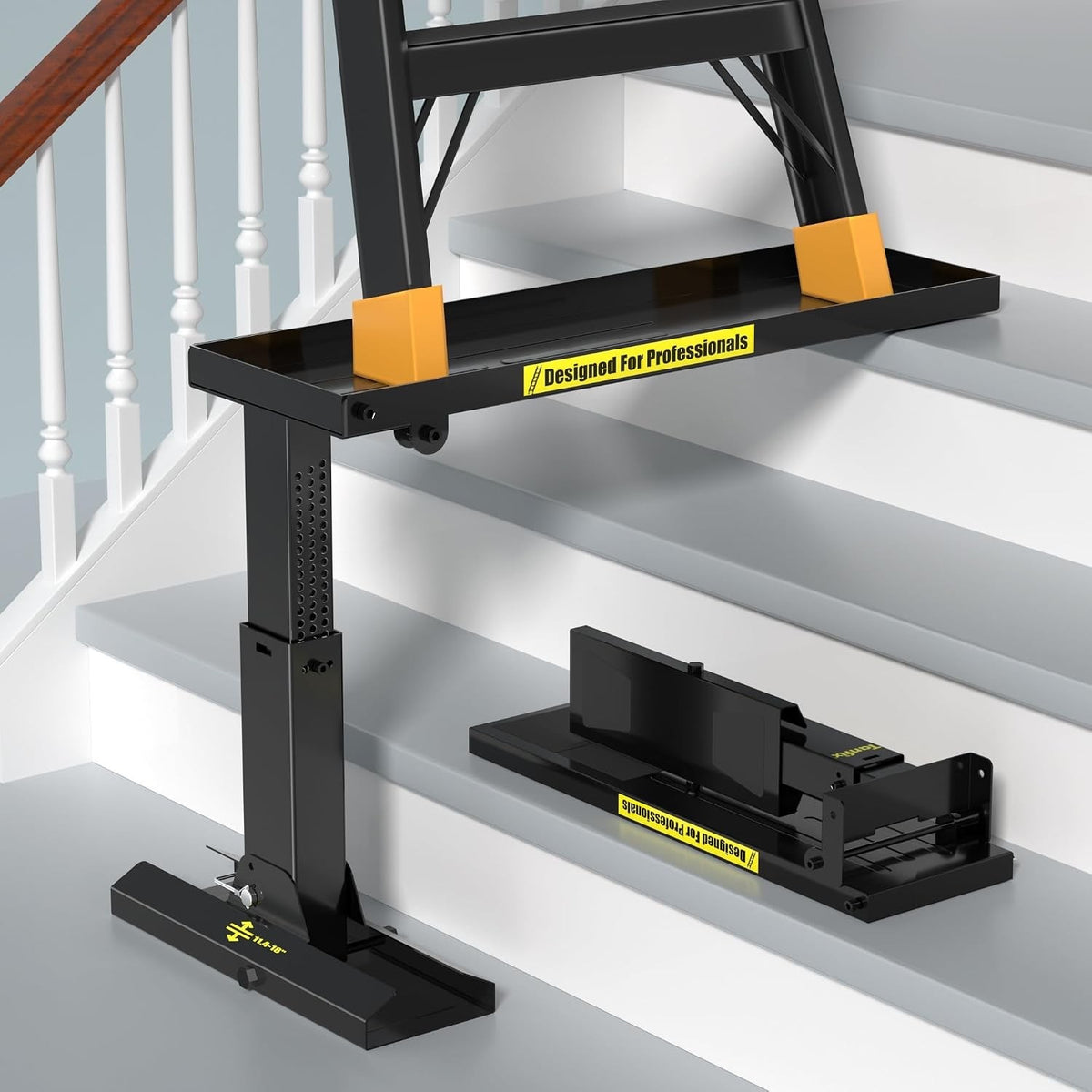 Ladder Leveler Stairs Foldable Extender 11.8-18in 800lb Steel Non-Slip Black