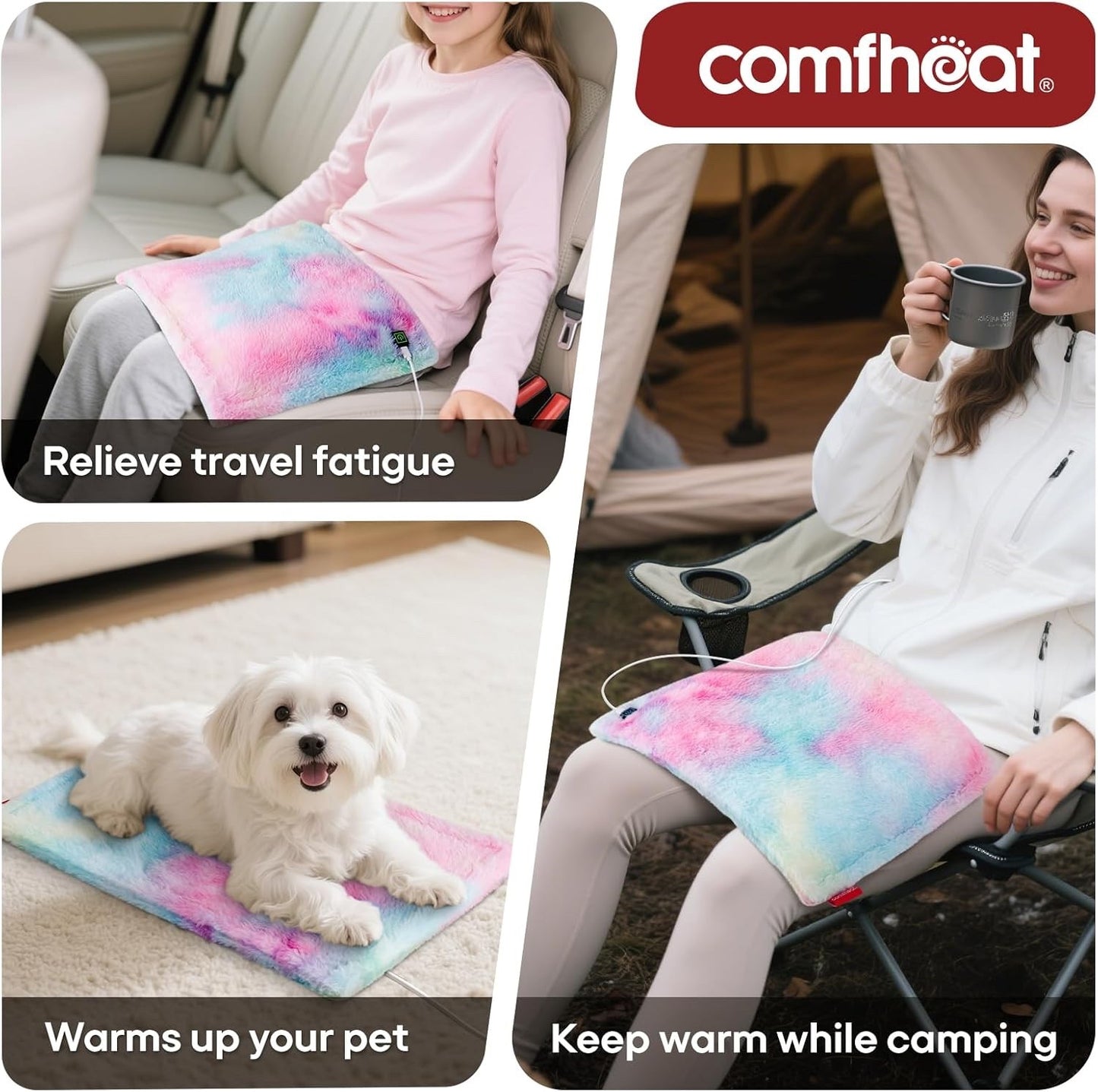 USB Heating Pad 5V Portable Heat Pad 3 Settings Auto Off Travel Camping 16x12