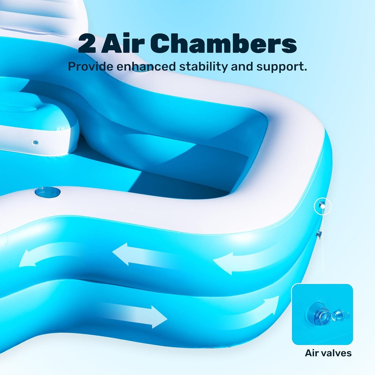 Inflatable Family Swimming Pool 120x101x26in 370 Gallon Bench Seat Cup Holders