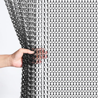 Door Fly Screen Chain Curtain 100x210cm Black Aluminium Metal Insect Blind