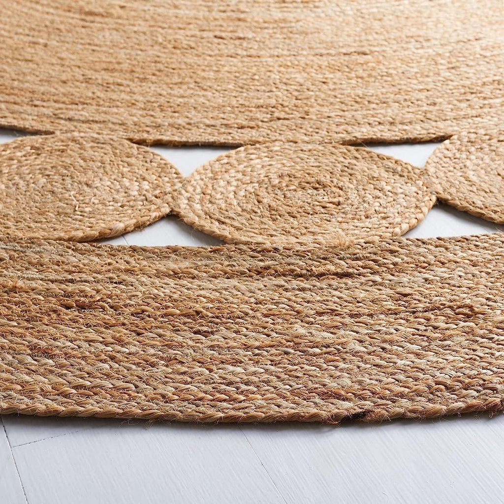 GlammTexa 90×90cm Hand Woven Round Jute Rug Braided Natural Boho Home Decor