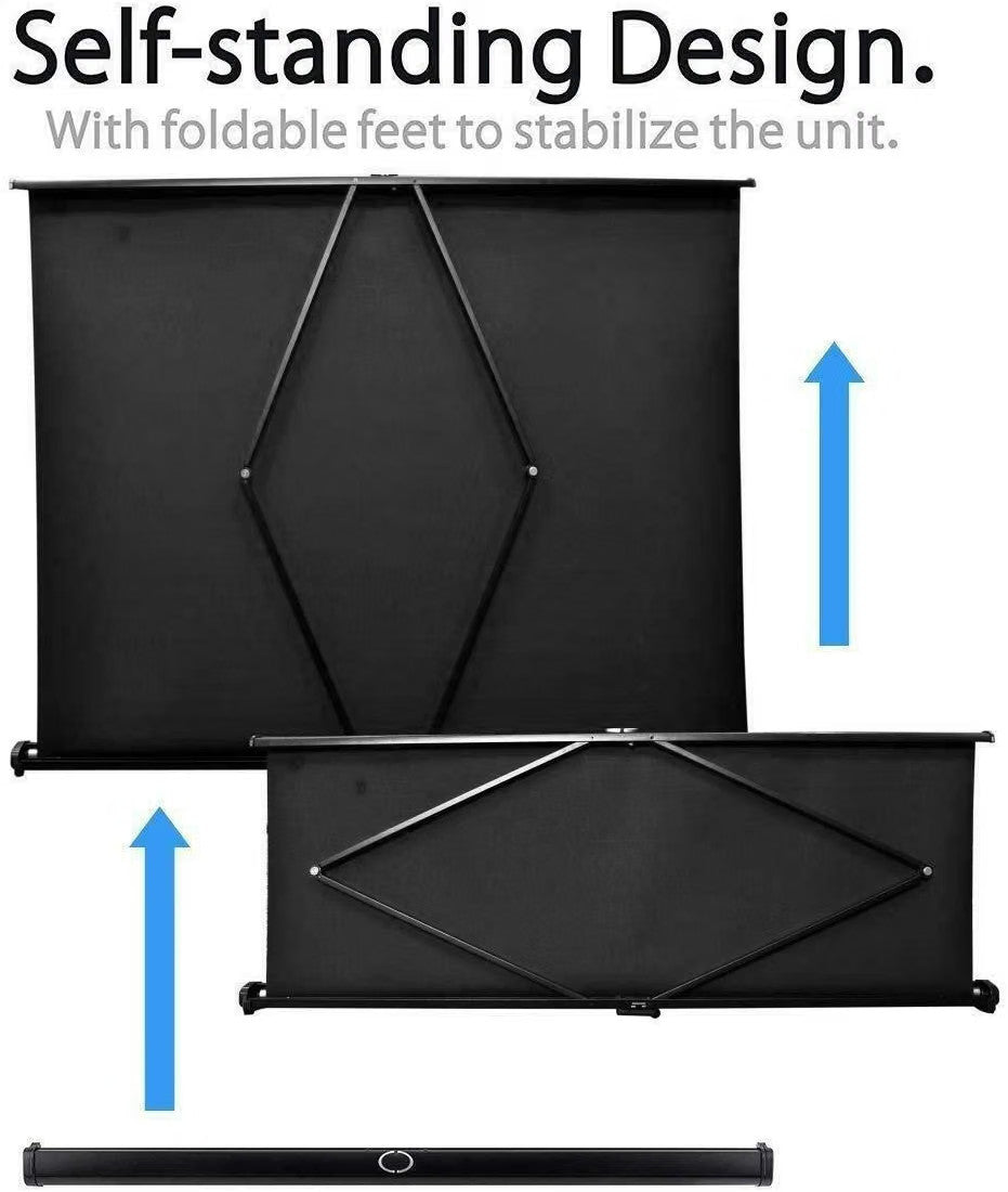 Portable Projector Screen 50 Inch 16:9 Retractable Tabletop Stand Home Cinema