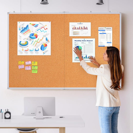 Cork Notice Board 120x90cm Large Pin Board Aluminium Frame Wall Office Home