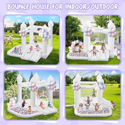 Bouncy Castle Inflatable Slide Trampoline Ball Pit White Garden Blower Kids