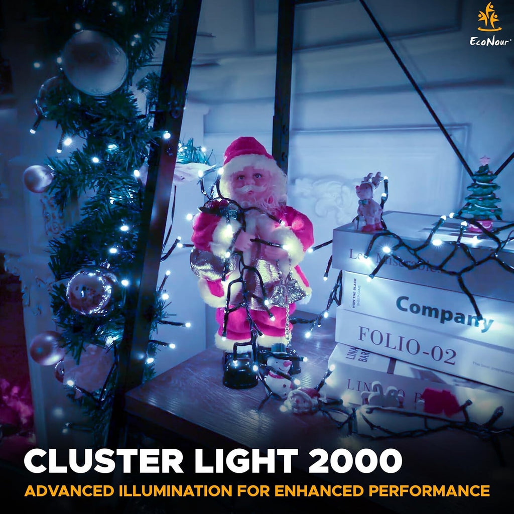 EcoNour Christmas Tree Cluster Lights - 2000 LED - Cool White