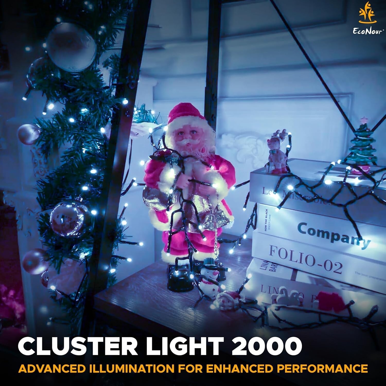 EcoNour Christmas Tree Cluster Lights - 2000 LED - Cool White