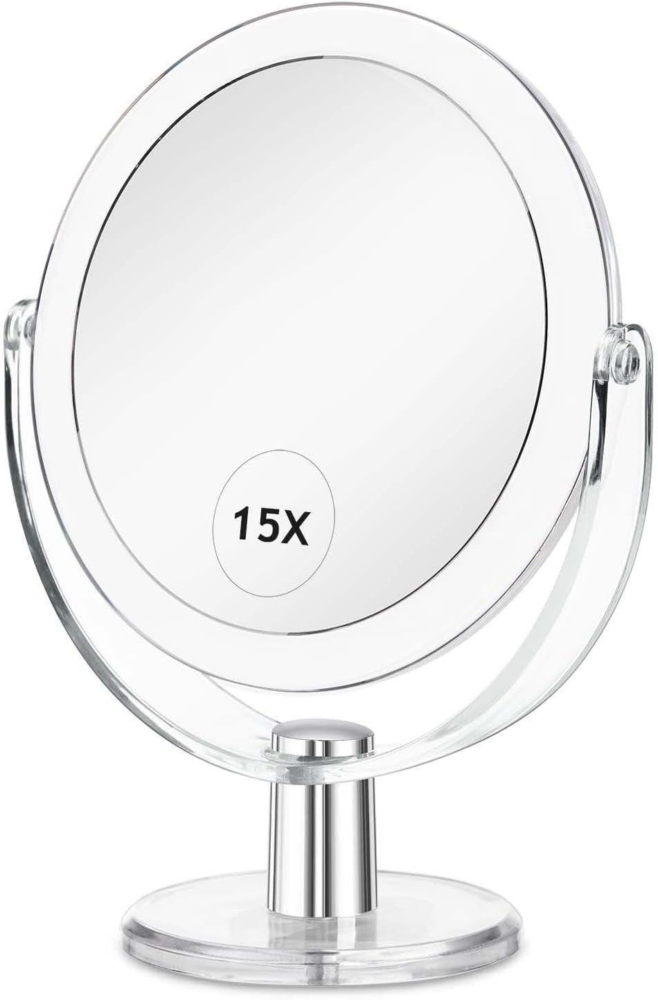 Double Sided Vanity Makeup Mirror 1X 15X Magnification with Stand