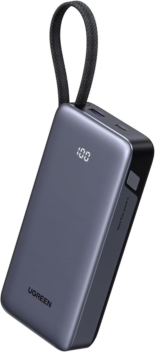 20000mAh Power Bank 45W Fast Charger Built-In USB-C Cable 3 Port Laptop Phone
