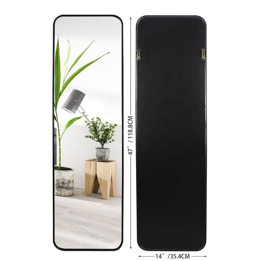 Full Length Mirror Black Aluminium Frame Wall Door Mounted Bedroom 120x35cm