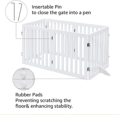 Freestanding Dog Gate Extra Wide 306x61cm White Foldable Pet Fence Playpen Home