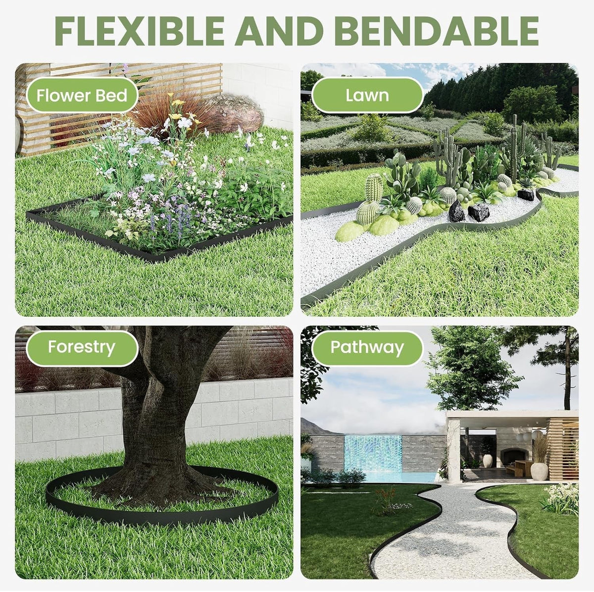 Garden Edging 10 Pack 10m x 11.4cm Black Steel Lawn Border Landscape Strip Kit