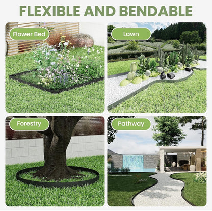 Garden Edging 10 Pack 10m x 11.4cm Black Steel Lawn Border Landscape Strip Kit