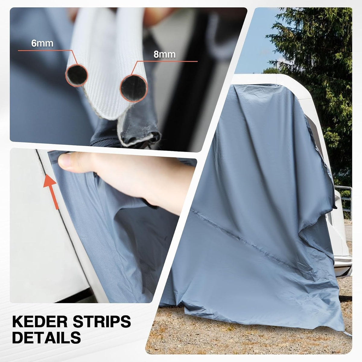 Campervan Awning Sun Canopy 250x240cm Waterproof Van Sunshade Rail Suction Cup K