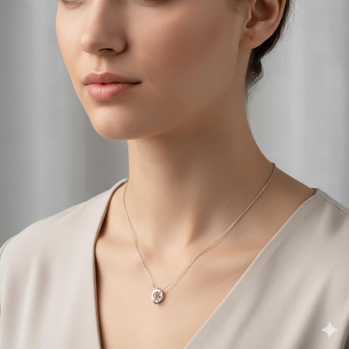 148x Pendant Necklace Silver Tone Circle Bar Adjustable Chain Minimalist Women
