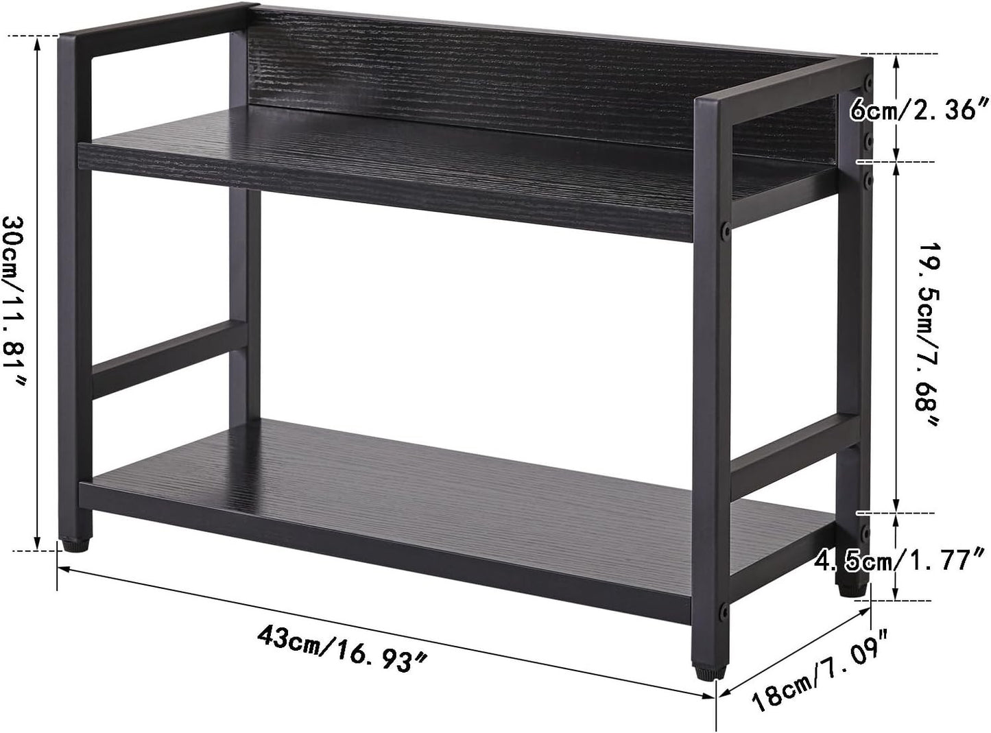 Spice Rack Organizer Countertop 2 Tier Kitchen Storage Shelf Black Industrial