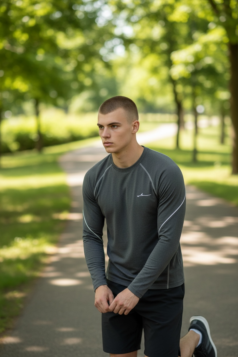 Mens Dry Fit Training Shirt Pearl Grey Long Sleeve Gym Top Size Small Forza NWT