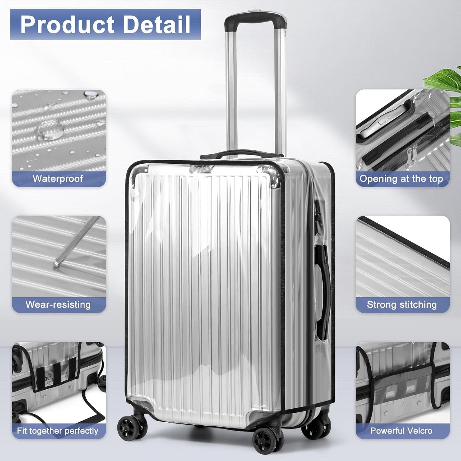 Aomiduo 2 PCS Suitcase Covers Protector Travel Transparent 30 Inch Luggage Cover