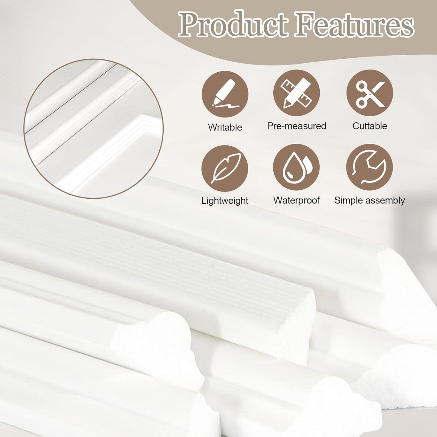 Wall Panelling Panels Wainscoting Peel Stick Moulding Kit 34Pcs Home Decor