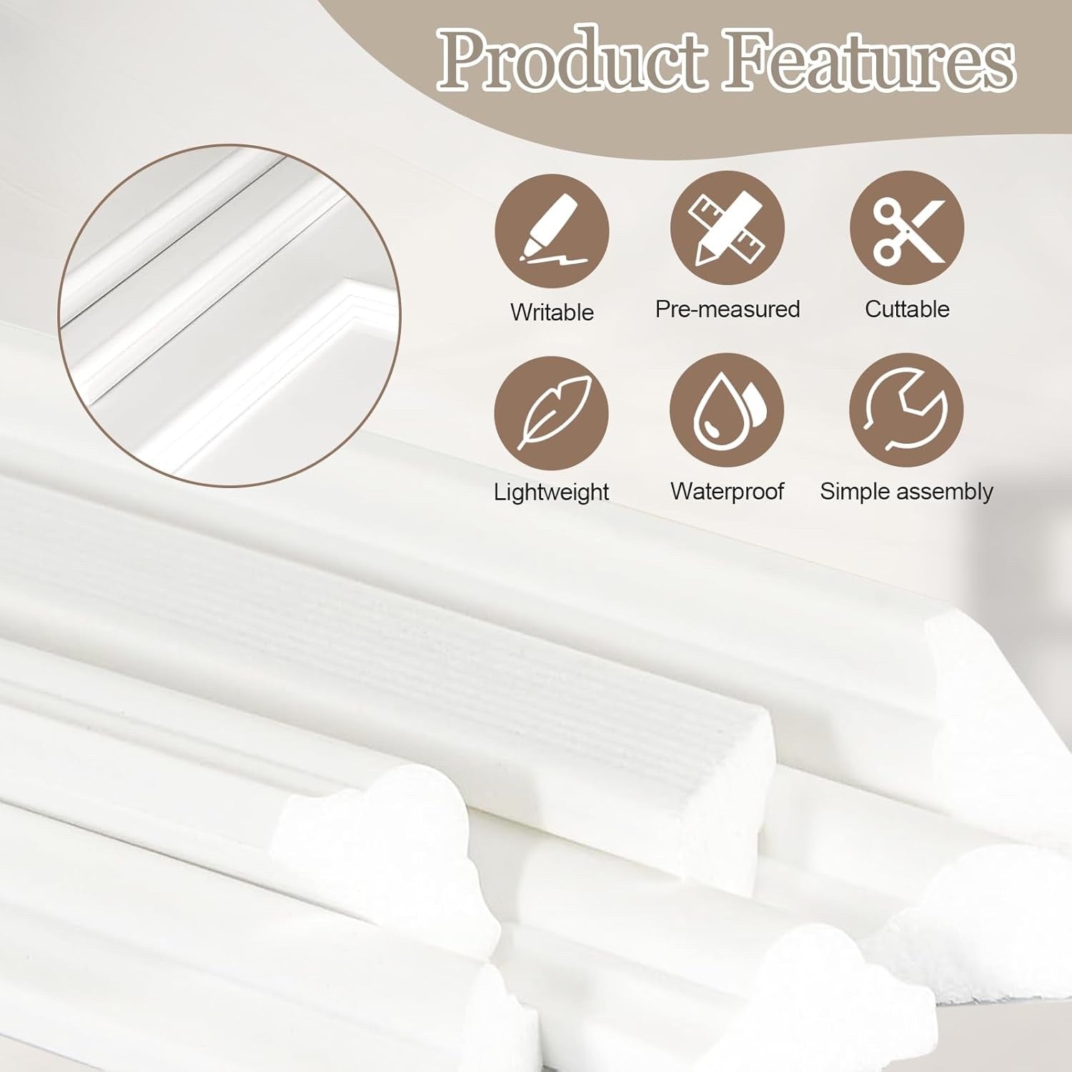 Wall Panelling Panels Wainscoting Peel Stick Moulding Kit 34Pcs Home Decor