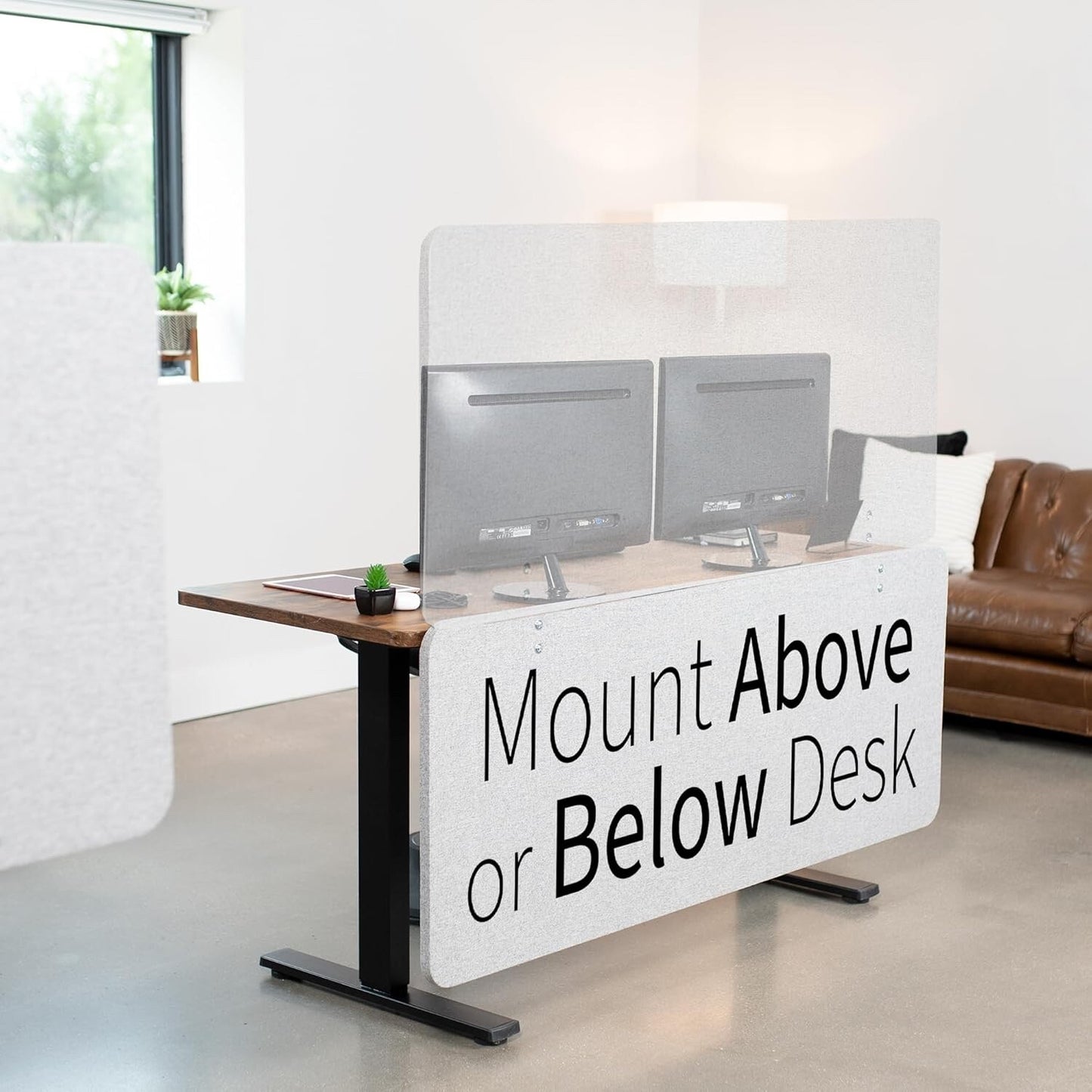 Desk Privacy Panel Clamp On 60x24 Grey Office Divider Cubicle Screen Desk