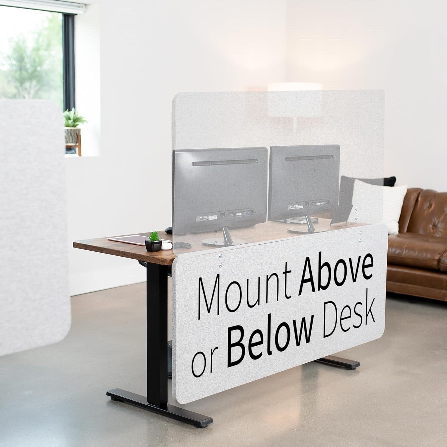 Desk Privacy Panel Clamp On 60x24 Grey Office Divider Cubicle Screen Desk