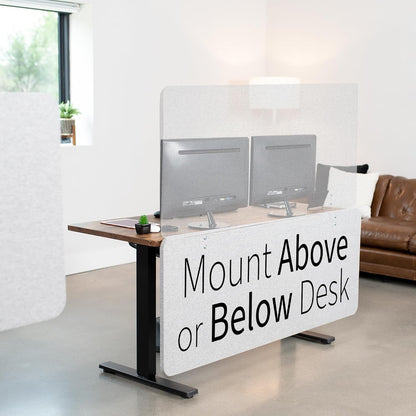 Desk Privacy Panel Clamp On 60x24 Grey Office Divider Cubicle Screen Desk
