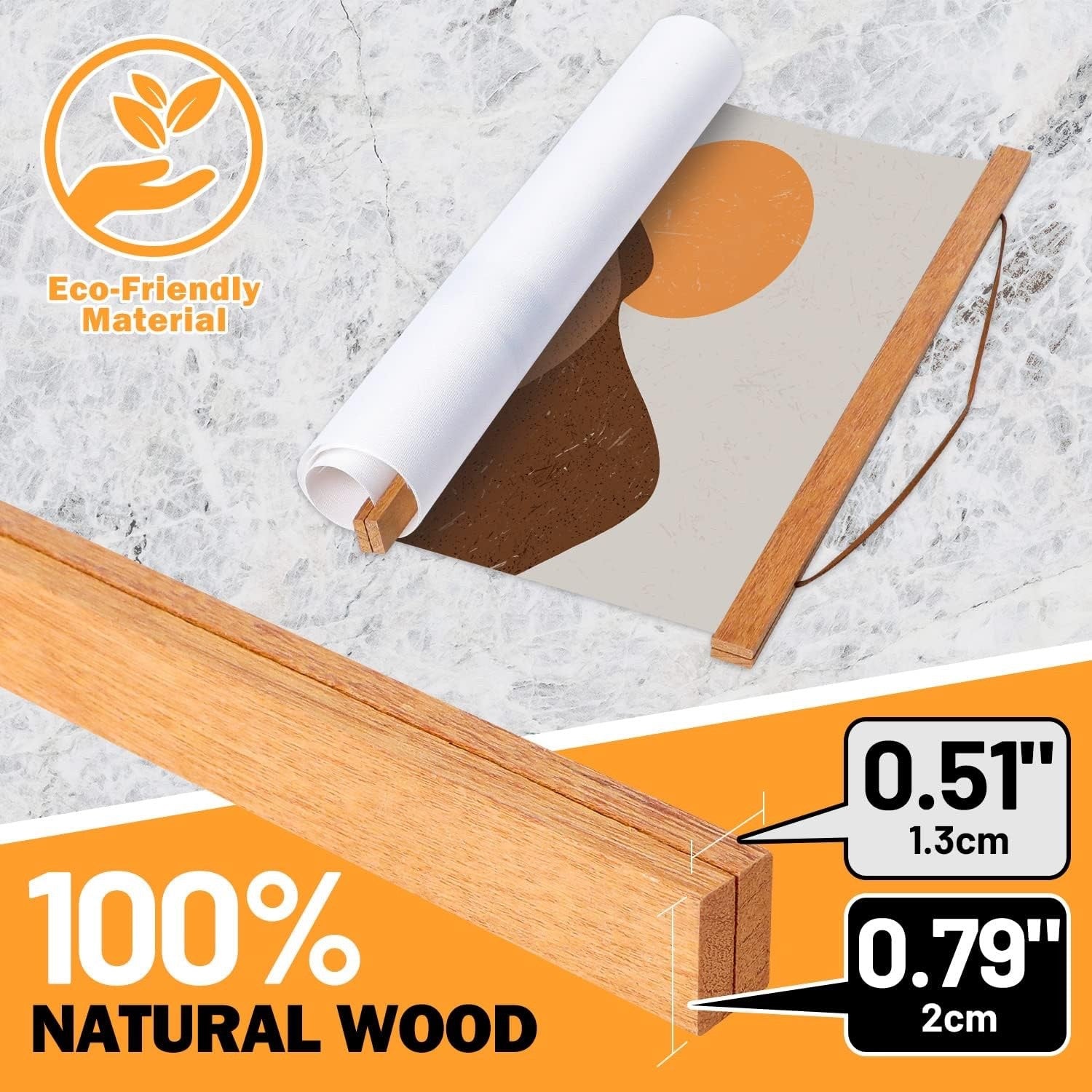 Poster Hanger Magnetic Wooden 76cm Teak Frame Wall Art Print Display Rail Kit