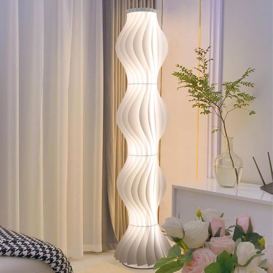 LED Floor Standing Lamp 170cm White Wavy Acrylic Shade 3 Colour Modern Decor