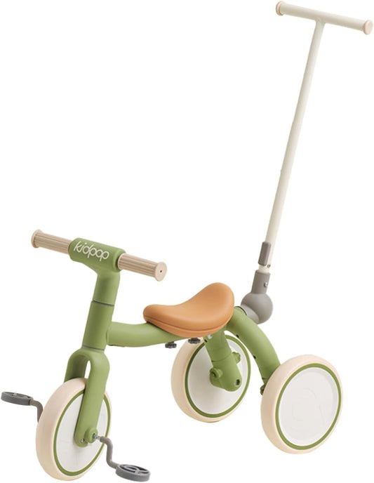 Kids Tricycle Stroller Balance Bike 3in1 Pedal Ride On Toddler Green 1-4yrs