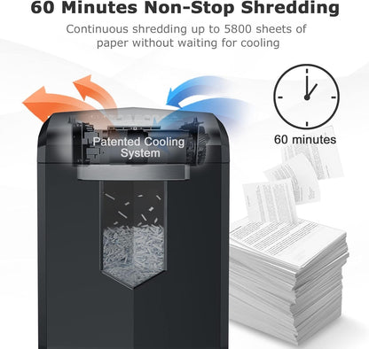 Paper Shredder Heavy Duty 18 Sheet Cross Cut Office Credit Card 23L Bin Black