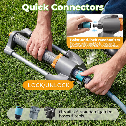 Garden Sprinkler System 3 in 1 Automatic Timer 10m Hose Oscillating Irrigation