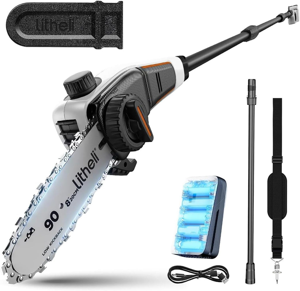 Cordless 20cm Pole Saw 2.0Ah Battery Electric Tree Trimmer 27ft/s Pruning