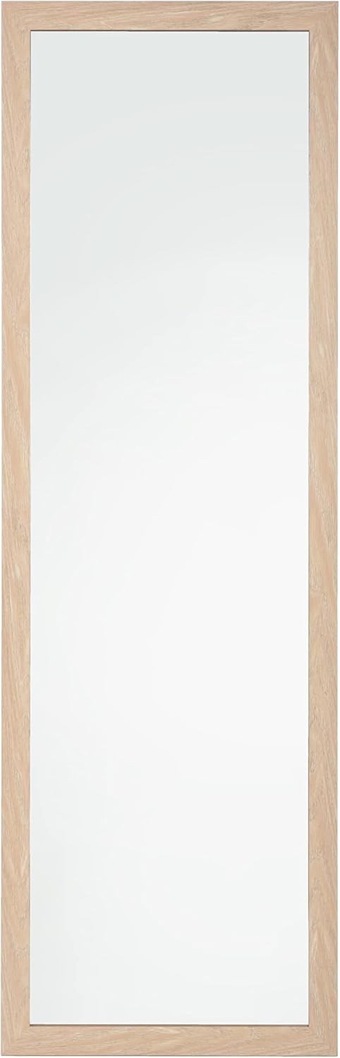 Wooden Wall Mounted Mirror Washed Wood Frame 35x110cm Hallway Bedroom