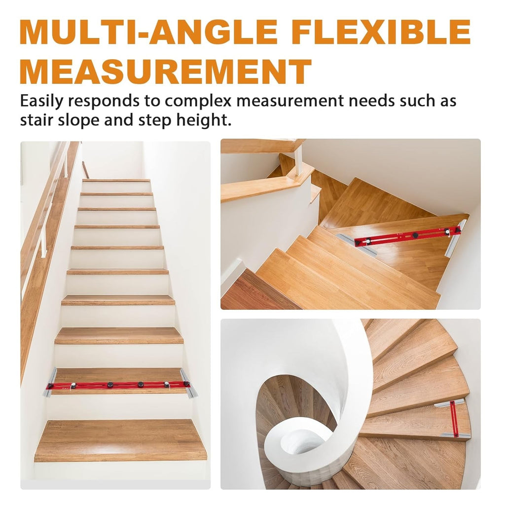 Stair Tread Template Tool Ladder Edge Locking Double Scale Measuring Gauge