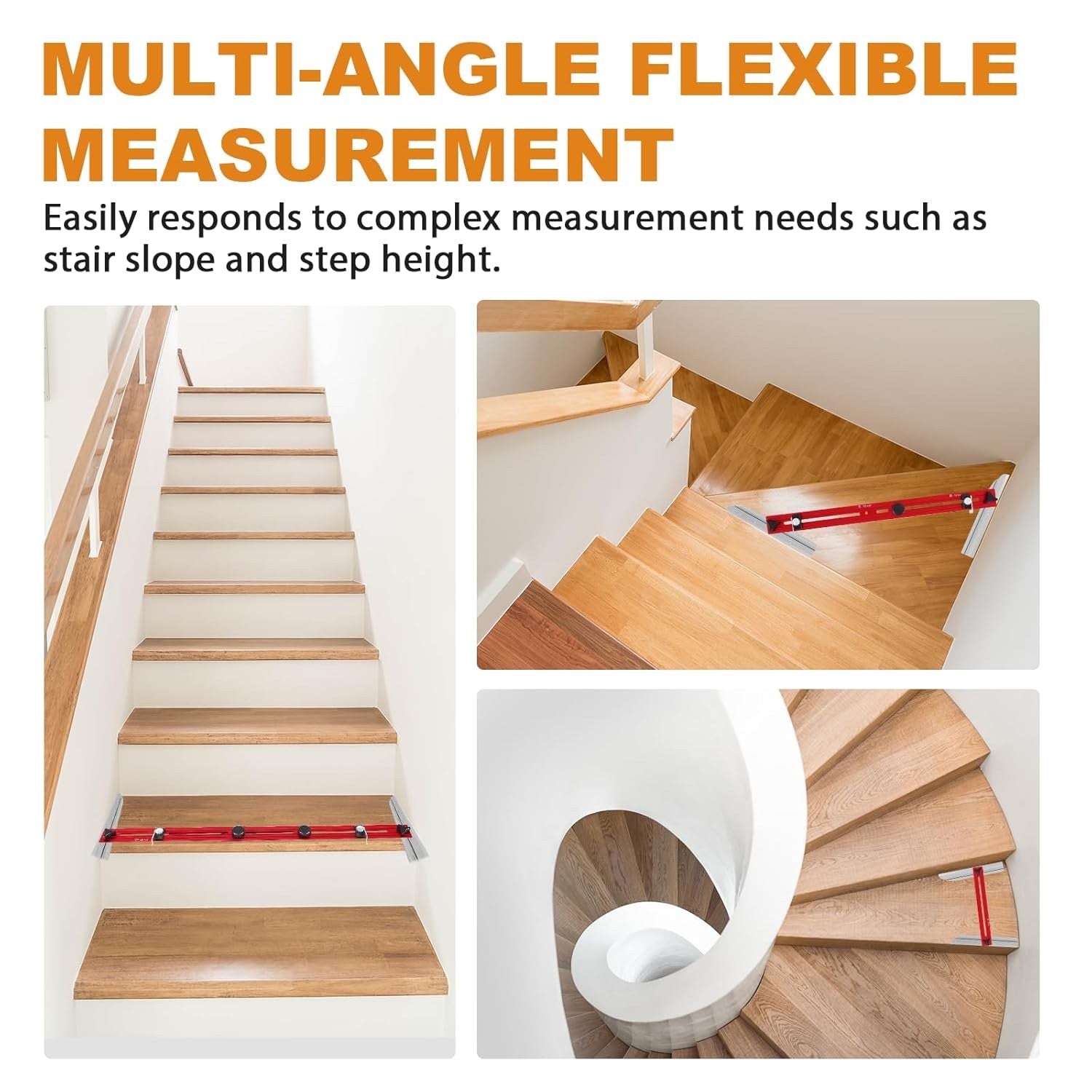 Stair Tread Template Tool Ladder Edge Locking Double Scale Measuring Gauge