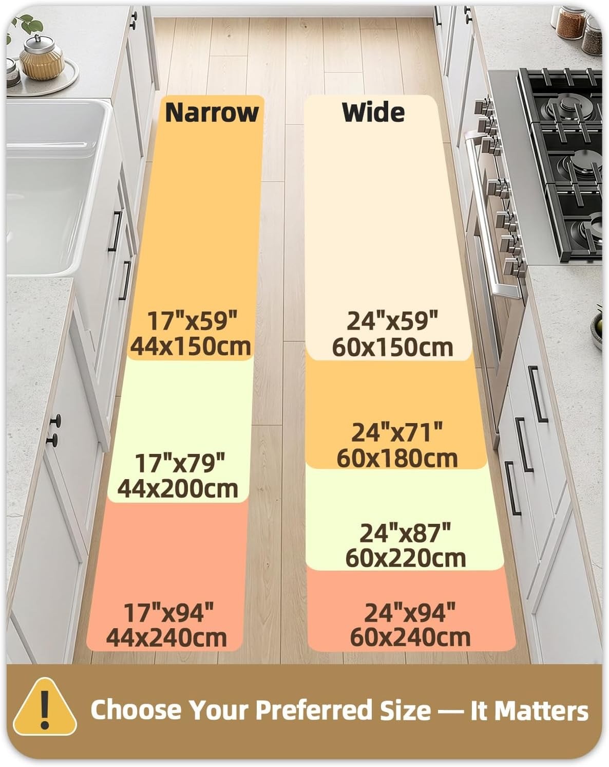 Kitchen Floor Mat Runner Anti Fatigue 60x180cm Grey Non Slip Waterproof PVC